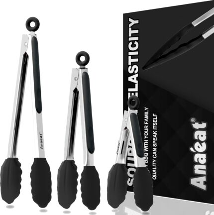 Black Silicone Locking Tongs Set - 3-Piece