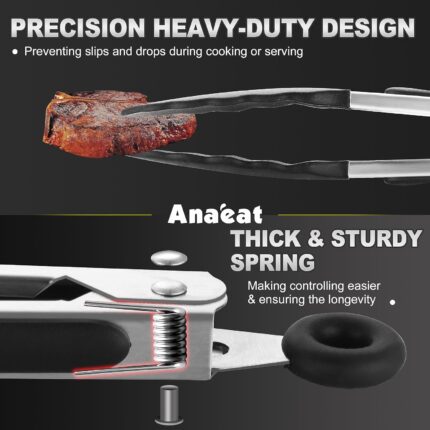 Black Silicone Locking Tongs Set - 3-Piece