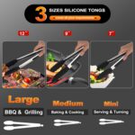 Black Silicone Locking Tongs Set - 3-Piece