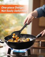 Black Silicone Wok Spatula with Wood Handle