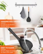Black Silicone Wok Spatula with Wood Handle