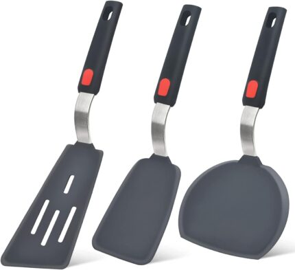 Grey Silicone Spatula Turner Set