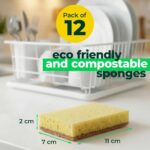 Natural Cellulose Kitchen Sponges - 12-Pack