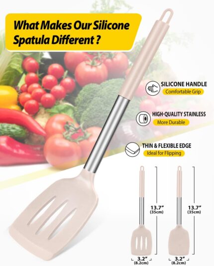 Khaki Silicone Turner Spatulas