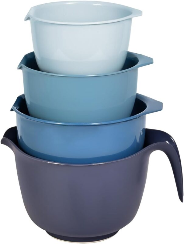 Blue Plastic Mixing Bowl Set - 4-Piece