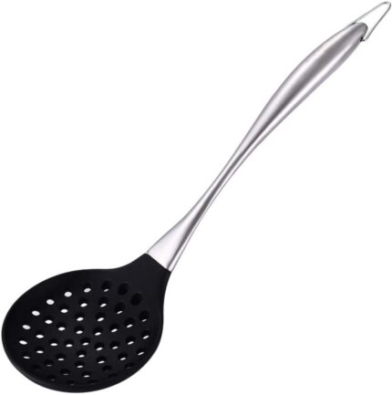 Black Silicone Wok Skimmer with Steel Handle