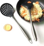 Black Silicone Wok Skimmer with Steel Handle