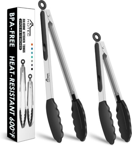 Stainless Steel Locking Tongs - 2-Piece with Silicone Tips
