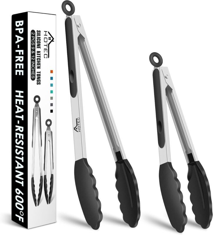 Stainless Steel Locking Tongs - 2-Piece with Silicone Tips