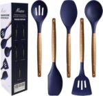 Midnight Blue Silicone and Acacia Utensil Set