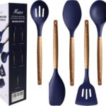 Midnight Blue Silicone and Acacia Utensil Set