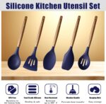 Midnight Blue Silicone and Acacia Utensil Set