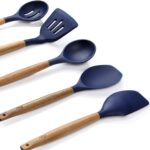 Midnight Blue Silicone and Acacia Utensil Set