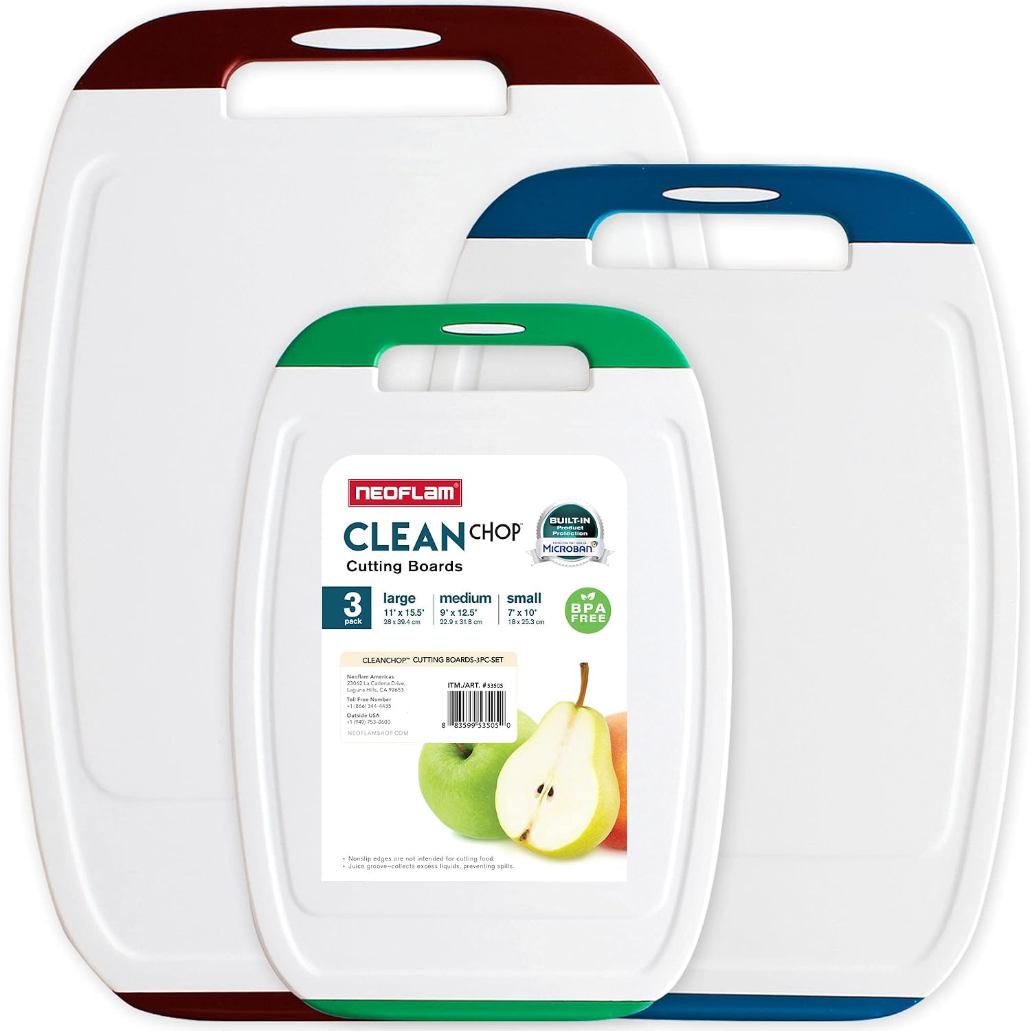 Multicolor Plastic Cutting Board Set - 3-Piece Multicolor Plastic Cutting Board Set - 3-Piece
