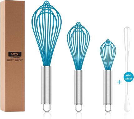 Blue Silicone Whisk Set - 4-Piece