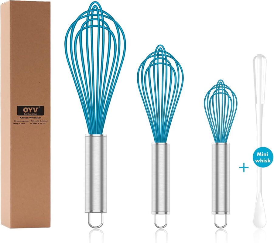 Blue Silicone Whisk Set - 4-Piece