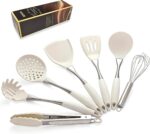 White Silicone Steel Utensil Set