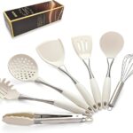 White Silicone Steel Utensil Set