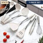 White Silicone Steel Utensil Set