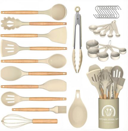 Khaki Silicone Cooking Utensil Set - 33-Piece