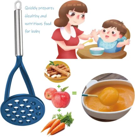 Blue Nylon Potato Masher with Steel Handle