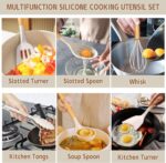 Khaki Silicone Wood Utensil Set