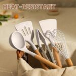 Khaki Silicone Wood Utensil Set
