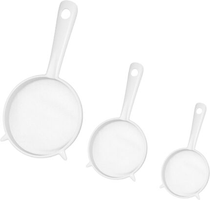 White Plastic Mesh Strainer Set - 3-Piece