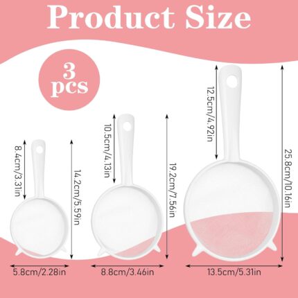 White Plastic Mesh Strainer Set - 3-Piece