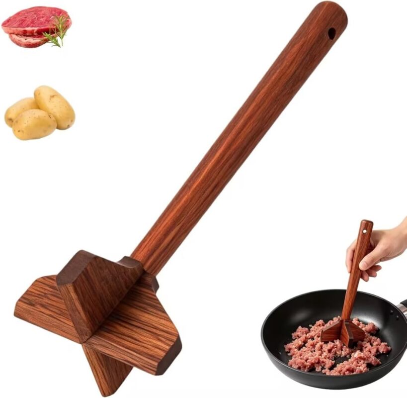 Wooden Ground Meat Masher
