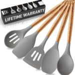 Grey Silicone Acacia Utensil Set